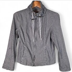 AMI Navy White Pinstripe Zip Jacket • Size Medium